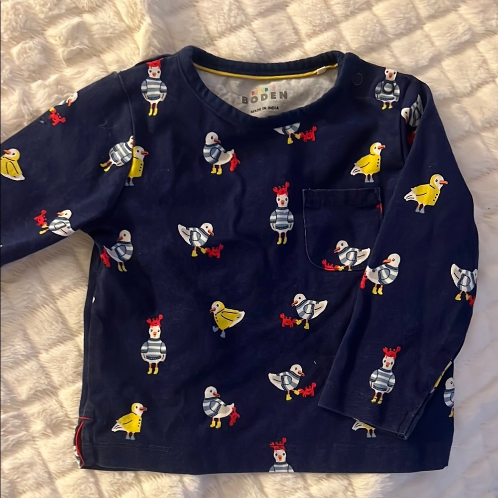 Baby Boden Long Sleeve Tee Seagull Print